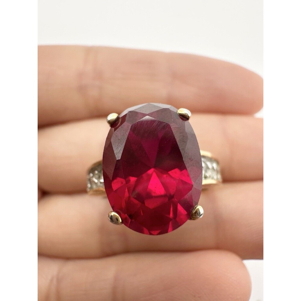Vintage Gold Plated Spinel Statement Ring Size 6